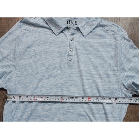 BKE Men's‎ Light Blue Heathered Polo Shirt Size Large Short Sleeve - Picture 2 of 6